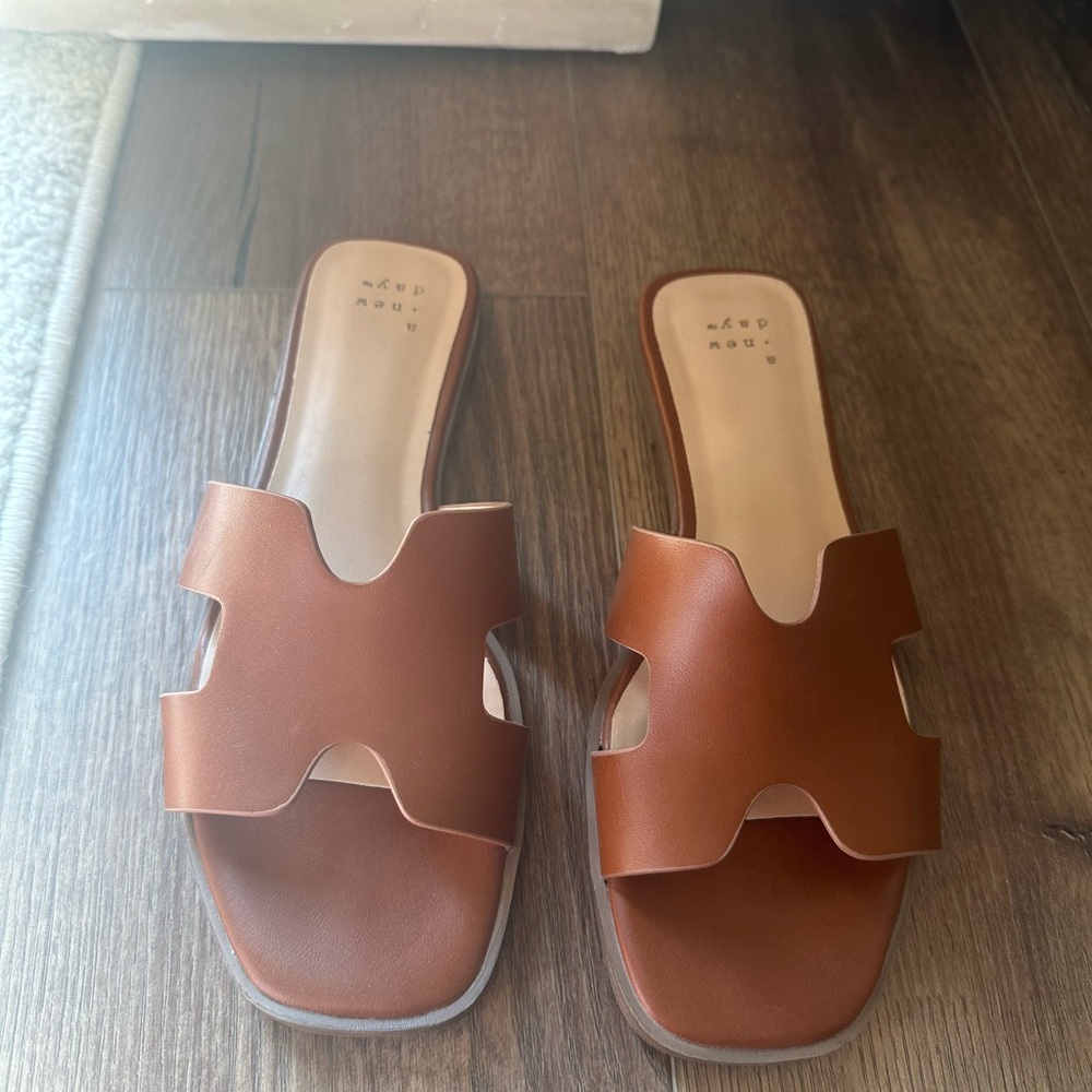 A New Day Nina Slide Sandals-Cognac